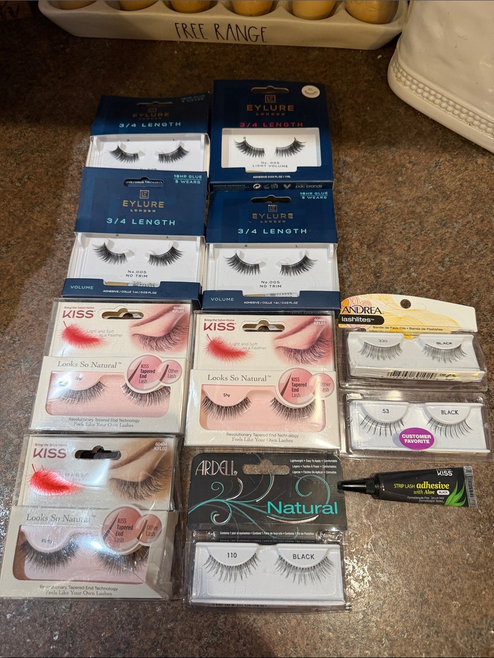 Mixed False Eyelash 11 pc  Lot – Eylure, Kiss, Ardell & More Black Lashes glue